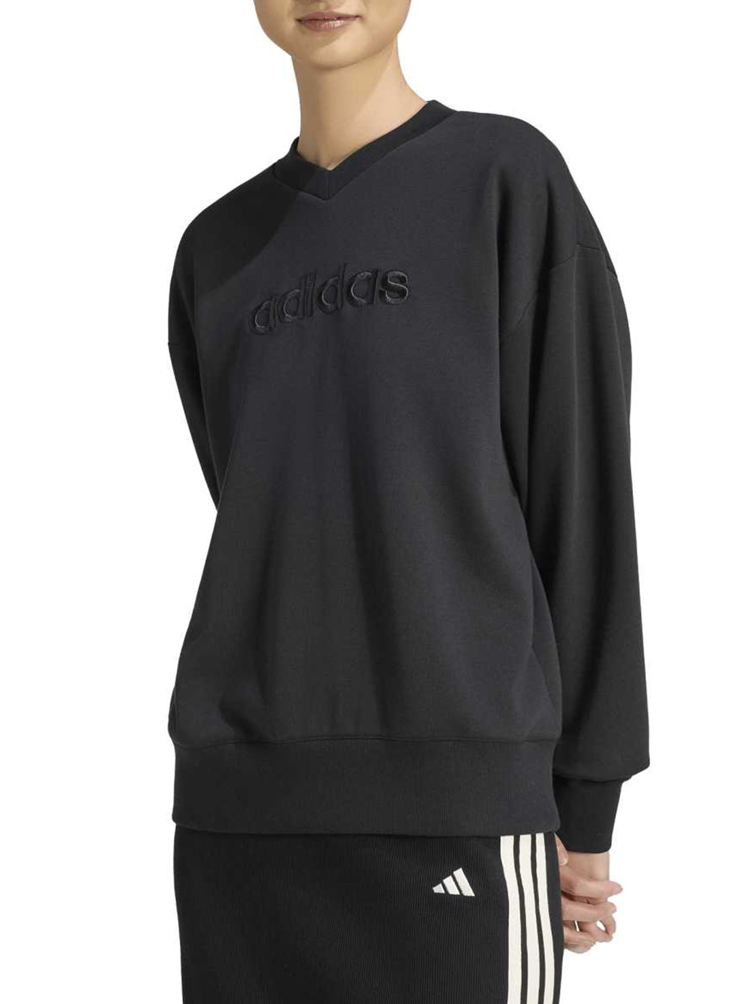 Felpa donna Adidas Seasonal Essentials Satin nera invernale